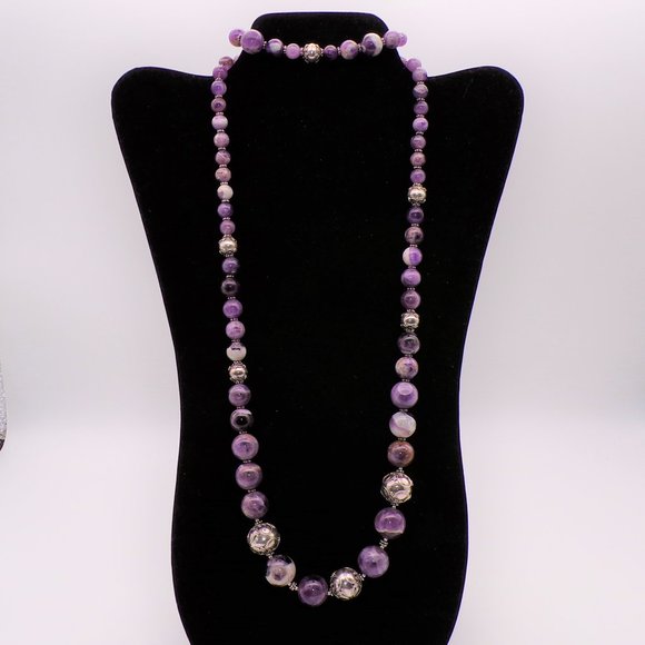 Artisan Jewelry - Amethyst and Sterling Silver Necklace and Bracelet